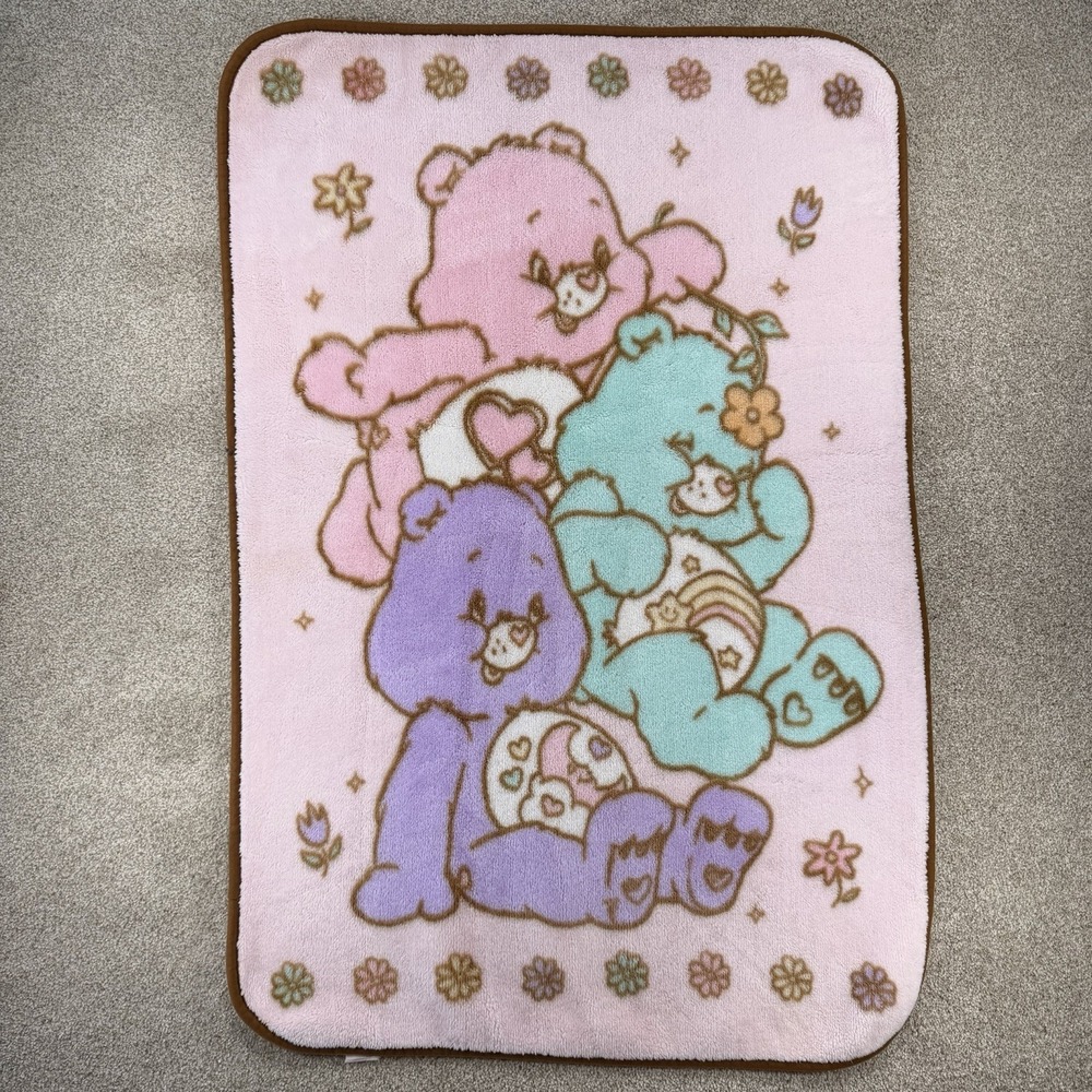 Vintage Care Bears Love A Lot Sweet Dreams Wish Plush Throw Blanket Pink 30x45